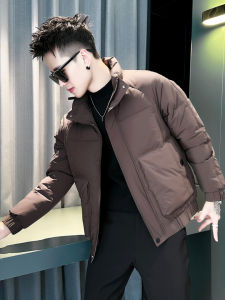 Mens Casual Cotton Jacket with Large Pockets Quilted Stand Collar Winter Fashionable All-Match Outerwear Standard Fit Long Sleeve