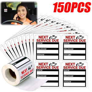 สติกเกอร์ติดน้ำมันรถยนต์แบบพกพา2X2นิ้ว "Next Service Due" ป้ายทดแทนการบำรุงรักษาน้ำมันกันน้ำไม่มีกาวหลงเหลืออยู่ในป้ายหน้าต่างรถ