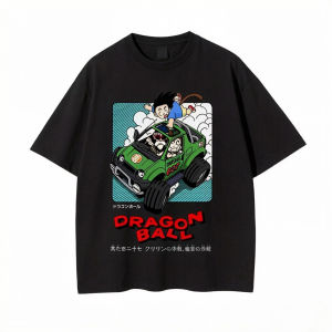 Bandai | Mens T-shirt Japanese Anime Dragon Ball Print T-shirt Harley Cooku Cotton T-shirt Pop Street Style Short-sleeved Top White