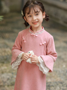 Trẻ Em Sườn Xám Đầm Phong Cách Cổ Điển Thời Trang Phong Cách Cotton Vải Bông Polyester Blend Spring Mùa Thu Trang Phục Truyền Thống Trung Quốc Dành Cho Trẻ Em