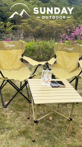 Sunday Outdoor Folding Chair And Portable Table Set For Camping Outdoor Indoor Home Use Khaki
