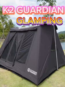 เต็นท์ K2 Guardian Glamping ขนาด10x10 เสาโครงอลูมิเนียม 280 GSM Durable T/C ประตู2 ด้าน ออนนิ่งหน้าหลัง