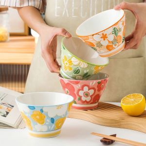 Heat-Resistant Home-use Floral Rice Salad Dessert Bowl