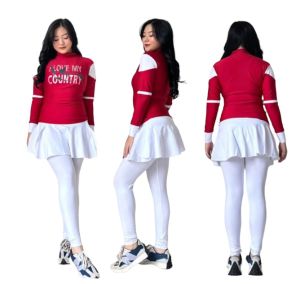 Setelan Legging Rok Neci Tp Island untuk senam Agustusan