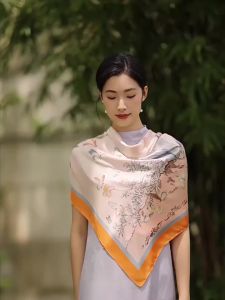 New High-end Real Silk Scarf 110x110cm 100% Mulberry Silk Large Square Shawl Double-sided Print Bandana Pashmina Scarves Foulard