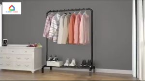 🎀🎀พร้อมส่ง🎀🎀  Being ... [3in1] ราวเเขวนผ้า ราวตากผ้า ( 1 /2 ราว) บาร์เดี่ยว บาร์คู่ มีชั้นวางของที่เเขวนหมวก โครงเหล็ก Y - 21  #182