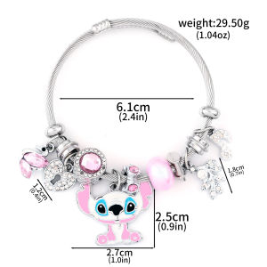 Disney-Lilo & Stitch Angel Charm Bracelets for Couple Lovely Accessories for Fans Birthday and Christmas Gifts