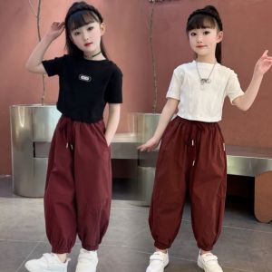 Girl Summer Clothing Black Short Sleeve the Big Kids Dancing Top Half Sleeve 9 Girls Summer Silm Jazz Dance T-Shirt Short