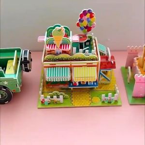 DIY 3D Puzzle Card Handmade House Model Children Assembling Educational Toy