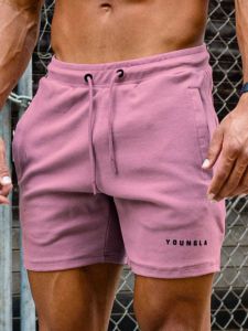 Mens Slim Fit Fitness Training Shorts Youthful Energy Style mid Waist Sports Pants Straight Leg Basic Colors Summer Wear