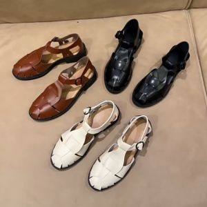 Sandal tenunan tangan Roma kulit baru Topi jari kaki vintaj Topi jari kaki wanita Kasut pantai yang bergaya dan bernafas