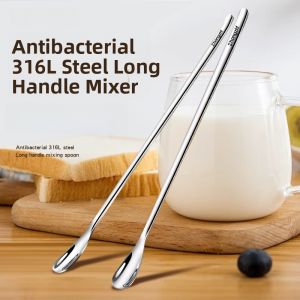 Long Handle Small Spoon 316 Stainless Steel Coffee Honey Stirring Spoon Cocktail Milk Tea Mixer Ice Spoon Milk Powder Stirrer