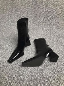 Giày Bốt Cao Gót Đế Dày Đầu Vuông Phong Cách Mới Của Lushan Xu Mùa Thu Đông Cao Đến Mắt Cá Chân Thời Trang Giày Bốt Martin Cho Nữ