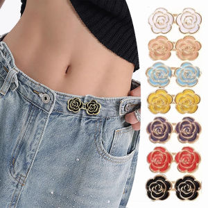 Jeans Snap Fastener for Pants Adjustable Detachable Clothes Tighten Pin Metal Rose Waist Buttons Flower Waist Buckle Waist Tightener Accessories