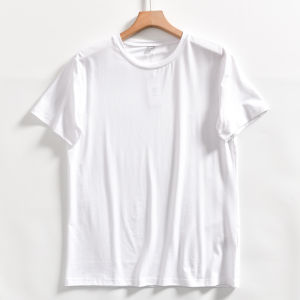 เสื้อยืดคอกลมแขนสั้นผ้าโมดอลคอตตอนสำหรับผู้ชาย ทรงหลวม สไตล์ลำลอง ระบายอากาศได้ดี ใส่สบาย ฤดูร้อน 2024