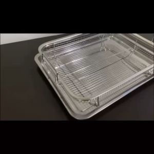 BINLU Air Fryer Basket Stainless Steel Crispy Fry Tray Oil Drain Rack for Fried Chicken Fries Oven Baking BBQ Cooling Rack Kitchen Cooking Accessories Manila Stock COD Fast Delivery Non Stick Easy Clean Reusable Healthy Cooking Basket