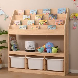 Childrens Bookshelf Toy Storage Rack Kindergarten Display Cabinet Baby Picture Book Solid Wood Toy Storage Cabinet