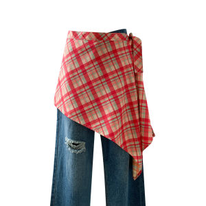 WEIAI | 2025 New Plaid Mini Skirt Womens Wrap Waist Seal Geometric Pattern Polyester Fiber Print Youth And Middle-aged Suitable