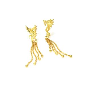 Chow Sang Sang 周生生 999.9 24K Pure Gold Chinese Wedding Collection Dragon & Phoenix Drop Earrings for Women 86758E Price-by-Weight