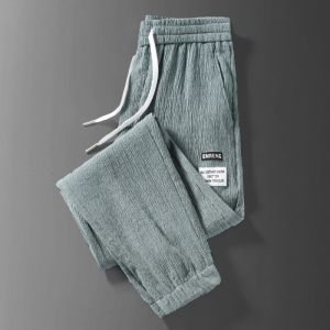 Summer Thin Linen Cotton Sports Sweatpants Womens Cuffed Loose Ice Silk Nine Points Casual Pants Female Pants