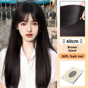 MONLEYTA | Womens Long Straight Hair Wig Thin Summer Style Airy Bangs Lolita Round Face Sweet Natural Full Head Popular JK