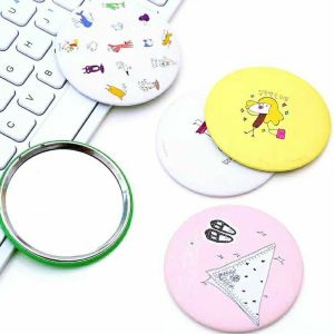 HK.1pcs mini pocket small round mirror Makeup portable mirror Mini makeup mirror Random Color Random Style