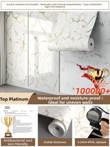 O Margo | High-End Look Marble Wallpaper Waterproof Moisture-Proof Thick Self-Adhesive Wall Sticker