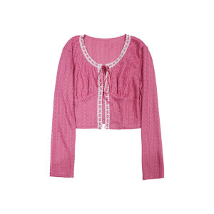 Atlantic Beach | Vacation Style Lace Drawstring Knit Sweater Beach Sun Protection Cover-Up