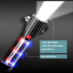 Đèn Pin Siêu Sáng Sạc Bằng Năng Lượng Mặt Trời Đi Phượt Đa Năng Công Cụ Hỗ trợ sinh tồn 5 chế độ đèn tích hợp búa rìu còi báo động thay thế sạc dự phòng cho điện thoại