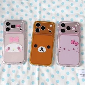 Sanrio | Cute IMD Frosted Semi Transparent Sanrio Phone Case For iPhone 15 16 17 Pro Max Luxury Shockproof Cover For Girl Gift Fashion