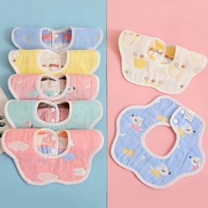 Little Haus 6 Layers 8 Layers 100% Cotton Bibs 360 Degree Rotate Reversible Bib Newborn Saliva Bib Bayi