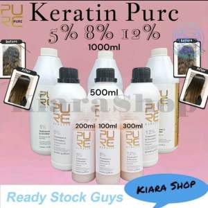 Pelurus Rambut Purc Pure Keratin 5% 8% 12% Treatment Smoothing Brazilian 200Ml-1000ml Perawatan Rambut Kering Catokan Kiarashop