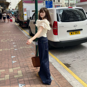 CHANGTONG | Korean Style Off-Shoulder Ruffle Sleeve Blouse