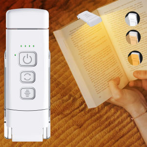 USB Rechargeable Book Light for Reading in Bed Portable Clip-on LED Reading Light 3 Amber Colors 5 Brightness Dimmable for read
