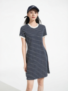 Hotwind | Black Stripes Waist-Defining Long Dress