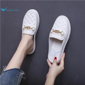 Closed Toe Half Slippers Women Outwear Fashion Non-Slip All-Matching Flats Muller 2024 Summer New Arrival Heelless Lazybones Shoes