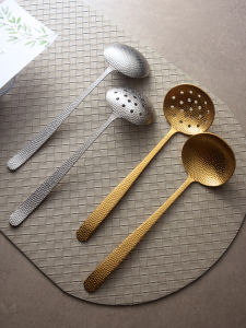 OUDING | Korean Patterned 304 Stainless Steel Long Handle Soup Strainer Ladle