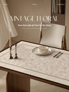 Vintage Pattern Leather Table Covering Light Luxury High-end Heat Resistant and Oil-proof