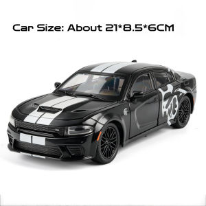 MAKEDA | 1:24 Charger SRT Hellcat Miniature Toys Diecast Alloy Model Car Doors Opened Front Wheel Steering Sound Light Toy Christmas Gift