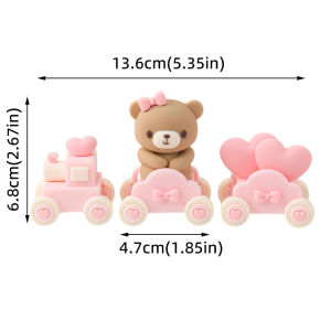 Blue Pink Bear Cake Toppers Baby Blocks for Boy Girl Birthday Party Decoration Rainbow Theme Baby Shower Gender Reveal Supplies