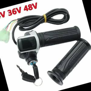 1Pair Electric Scooter Bike Throttle Speed Adjustment Handle with Key Lock Display  Divides LCD Grip 24V 36V 48V