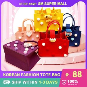 【Cute Design】Korean Cartoon Tote Bags Women Felt Handbags Fashion Large Capacity Shopping Bag