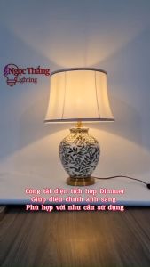 Đèn bàn gốm sứ phong cách Indochine trang trí phòng ngủ phòng khách cao cấp DB84 Ngọc Thắng (Tặng kèm một bóng Led 3 màu