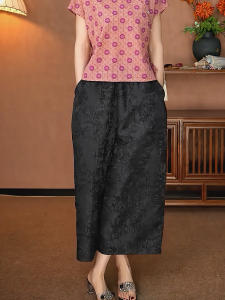 MANMI | Quần Dài Thẳng Thiết Kế Hoa Cao Waisted