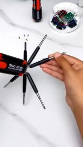 TITIK TIGA Obeng Multifungsi 8 in one Multi-Screwdriver Torch Obeng Flashlight - Obeng + Senter Lampu Led Perkakas Screwdrivers Travel - Set Obeng Multifungis 8 in one Multi-Screwdriver Torch Obeng Flashlight