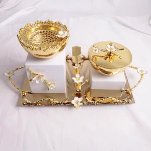 4-Piece Set of Bakhoor Burner Incense Burner Flower Burner Emission Households Housewarming