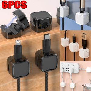 6PCS Magnetic Cable Clips Cable Organiser Adjustable Cord Holder Under Desk Organizing Cable Management Wire Organizer Cable Holder