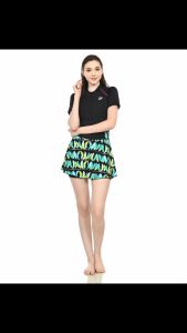 Baju Renang Wanita Dewasa Model Rok Motif Melar Kanan Kiri