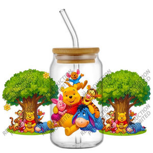 Funko | Popular honey bear Series UV DTF Cup Wrap 16oz Libbey Glass DIY Sticker Cartoon Selfadhesive Washable DIY Gift 3D Stickers