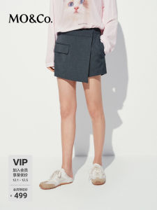 Deconstructed Design Short Pants Skirt Commute Black Grey MO＆Co Street Style Natural Waist Straight Leg Casual Trousers